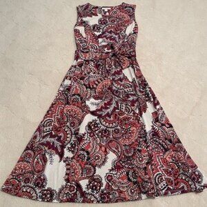 Charter Club – Sleeveless Fit & Flare Pink Black White Paisley Dress - SMALL